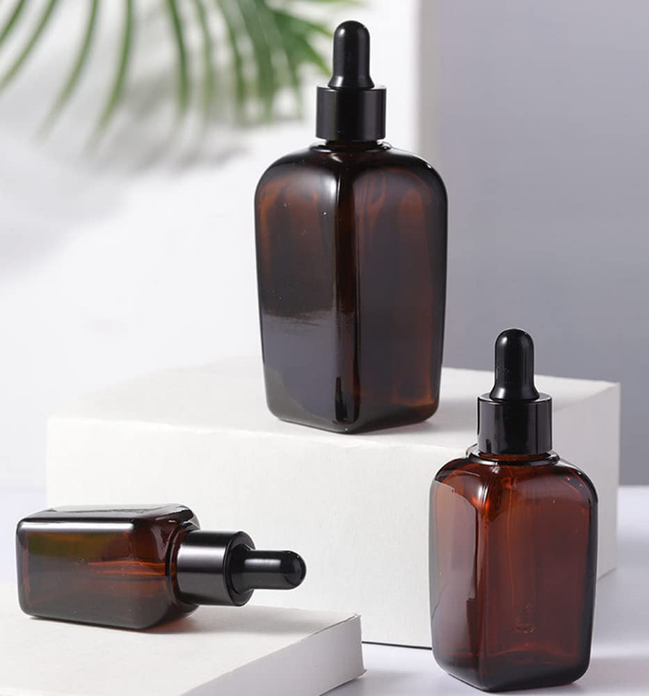 3 Flacons Compte-gouttes Verre Ambré 100ml - Huiles Essentielles - Pipette Verre Graduée