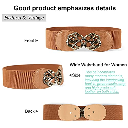 JASGOOD Women Stretchy Belts for Dresses Wide Elastic Waist Belts2