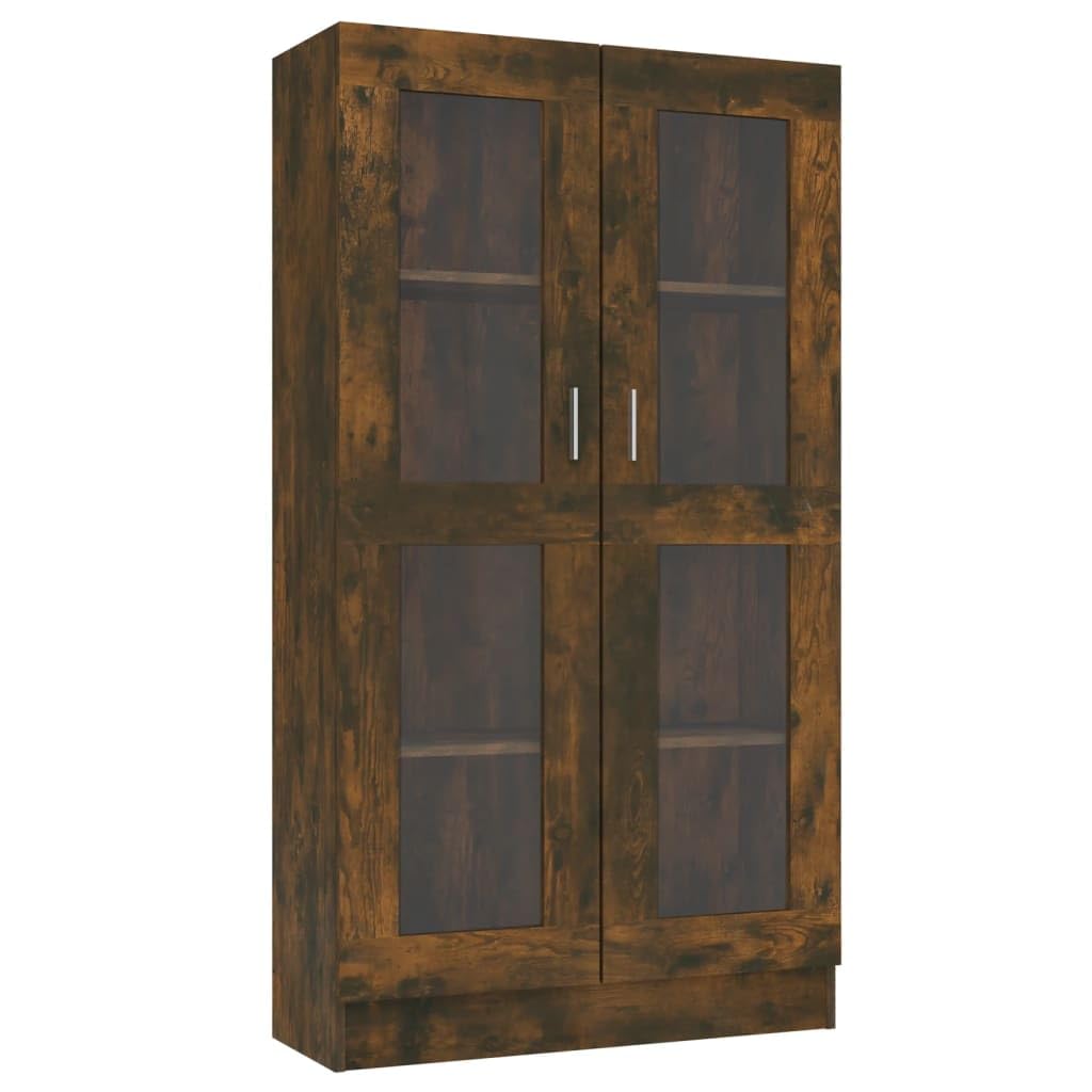 vidaXL Vitrinenschrank, Vitrine für Schlafzimmer Wohnzimmer Büro, Sideboard mit viel Stauraum, Highboard Schrank Beistellschrank, Räuchereiche Holzwerkstoff