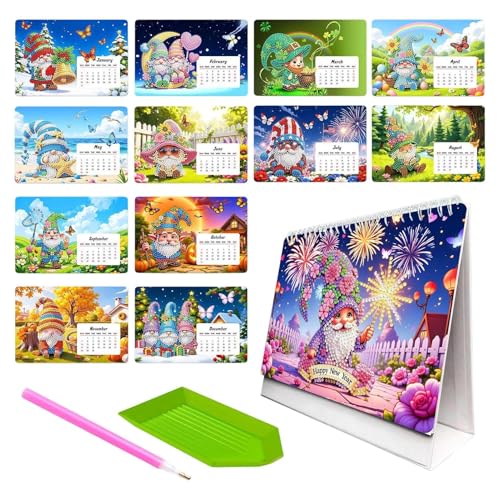 Calendrier de bureau art gemme 2027, création créative faite main