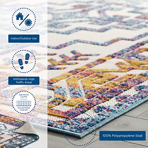 Modway Reflect Distressed Geometric Southwestern Aztec 8X10 Indoor And Outdoor Area Rug, 8 Ft X 10 Ft, Nyssa/Multicolored #TOP1