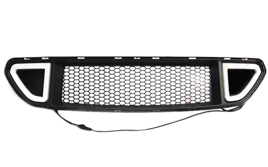 INLIMA car fog lamp grille For Musta&ng Grille ABS Grill With Led Light Trim Body Kit Tuning Part For Musta&ng Black Front Bumper Grill Racing 2015 2016 2017