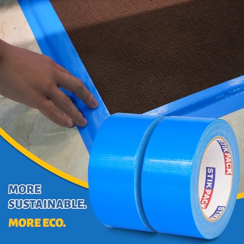 Image of 2 Rolls Blue Duct Tape, Heavy Duty Strong Industrial Colored Duct Tape 9mil x 2inch x 25yds Flexible, No Residue, Waterproof and Tear by Hand, Multi-Use for Indoor & Outdoor Repairs