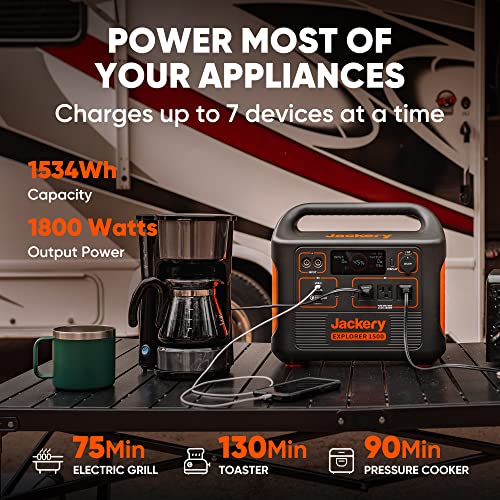 Jackery Portable Power Station Explorer 1500, 1534Wh Portable Generator with 3x110V/1800W AC Outlets, Solar Mobile Lithium Battery Pack for Outdoor RV/Van Camping, Overlanding - Image 5