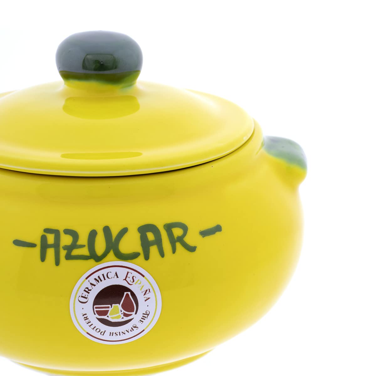 CERÁMICA ESPAÑA | Zuccheriera rustica ceramica | Barattoli da cucina | Barattoli originali | Zuccheriera cucina gialla decorata - Modello M01 | 100% Decorato a Mano | 16x16x14 cm
