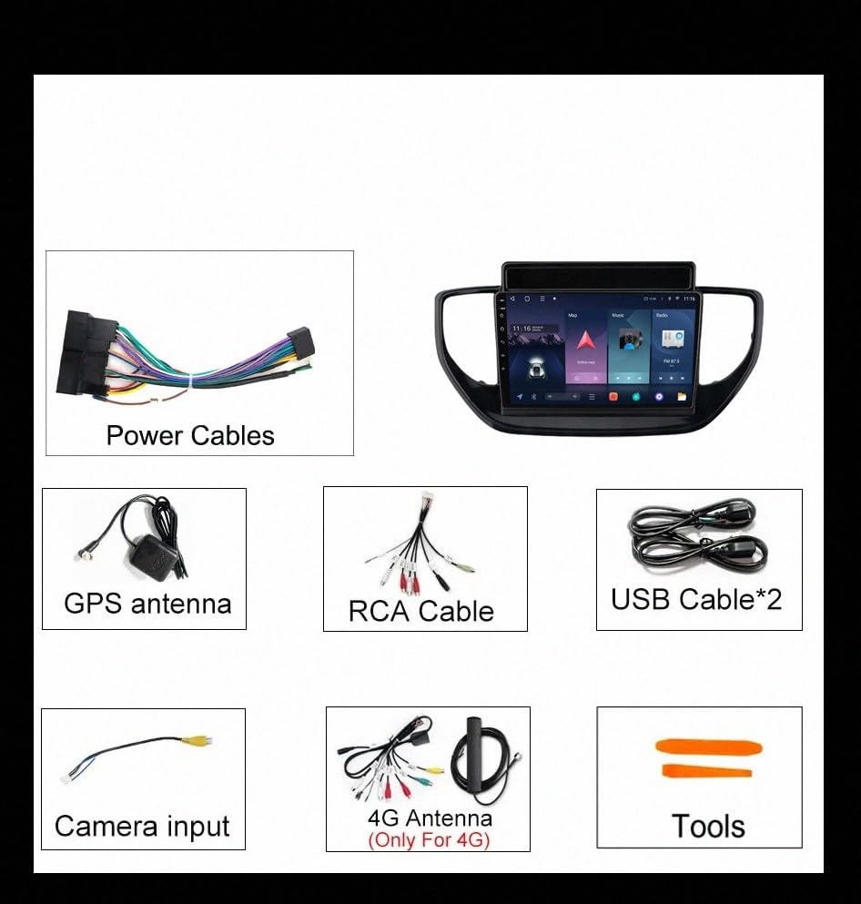 Pantalla de coche con Android Auto para Hyundai Solaris 2, Bluetooth y GPS 7