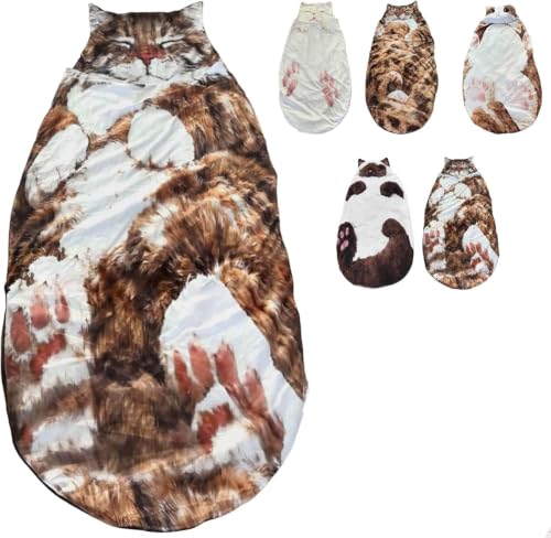 Cat Sleeping Bag for Human 80x31 Giant Fluff-y Cat Sleeping Bag for Adults Adorable Cats Envelopes SleepingBag Washable Warm Plush Floor Lounger with Soft Lining for Indoor & Camping (C#)