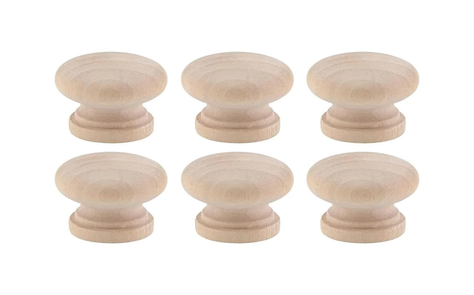 Opeximatun Round Wooden Mushroom Cabinet Knobs, Unfinished Pulls for Cabinets Drawers(6pcs)