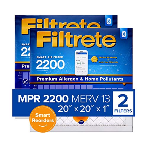 Filtrete 20x20x1 Smart Replenishable AC Furnace Air Filter, MPR 2200, Premium Allergen & Home Pollutants, 2-Pack (exact dimensions 19.72 x 19.72 x 1.1)