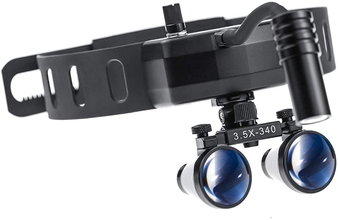 SGOESGOE Portable 5W LED Headlight 3.5X Leather Headband Loupe High Brightness Light