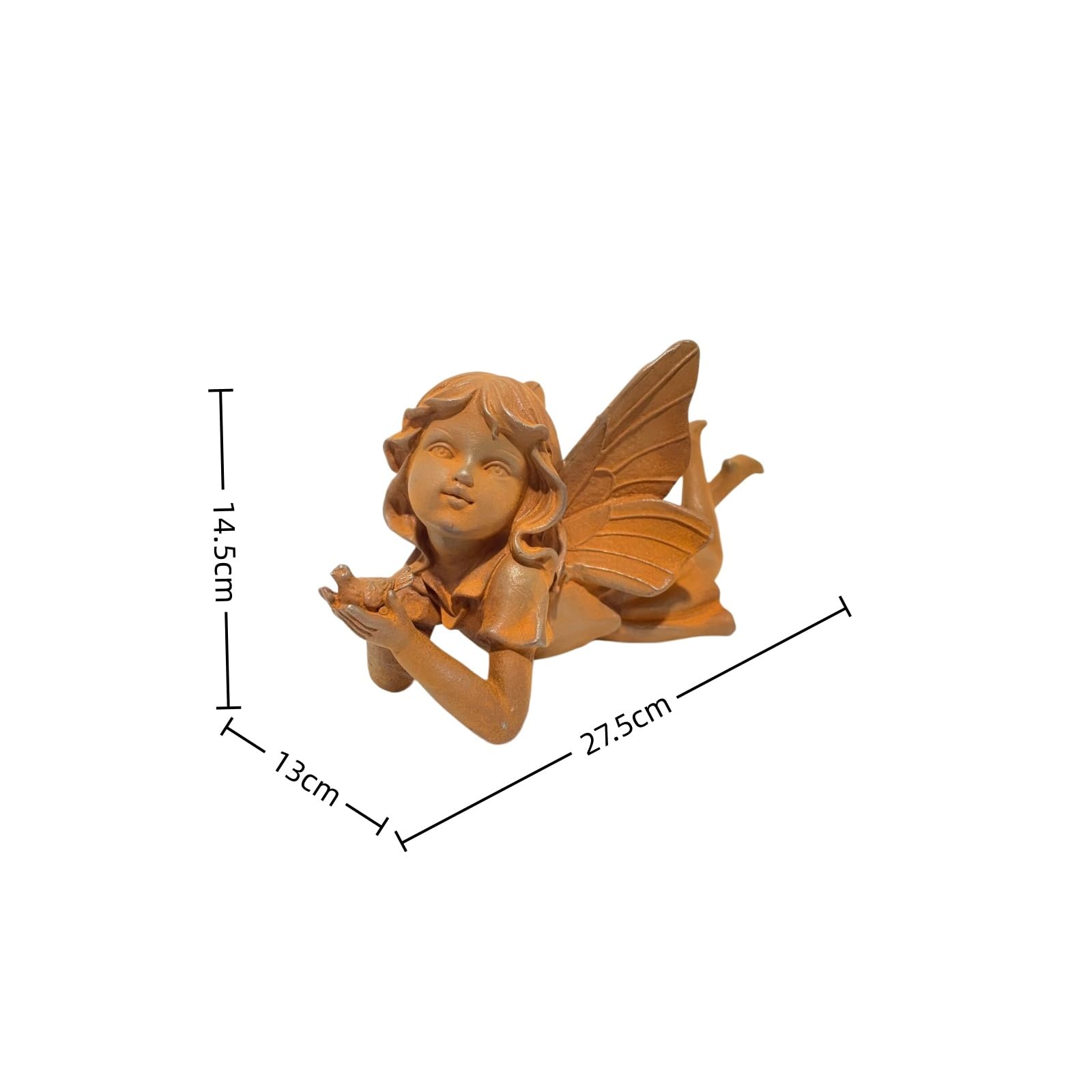Gusseisen Feen-Figur liegend mit Taube Gartendeko