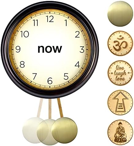 Now Clock - Mindfulness, Zen, Buddhist Decor for Your Home, Office, Yoga or Meditation Room - Unique Gift That Helps You to Be Present & Relax into The Power of Now - (Gold Pendulum)