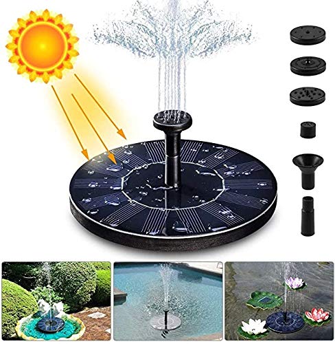 Solar Fountain Pump, 1.4W 150L / H Circle Solar Power Water Fountain Panel with 6 Attaches, Floating Pump for Pond, Fountain, BirdBath, Garden Decoration, Water Cycling, No Electricity Required