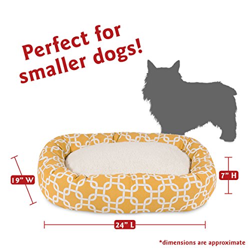 Image of Majestic Pet 24 Inch Links Sherpa Calming Dog Bed Washable - Cozy Soft Round Dog Bed with Spine for Head Support - Fluffy Donut Dog Bed 24x19x7 (inch) - Round Pet Bed Small - Yellow