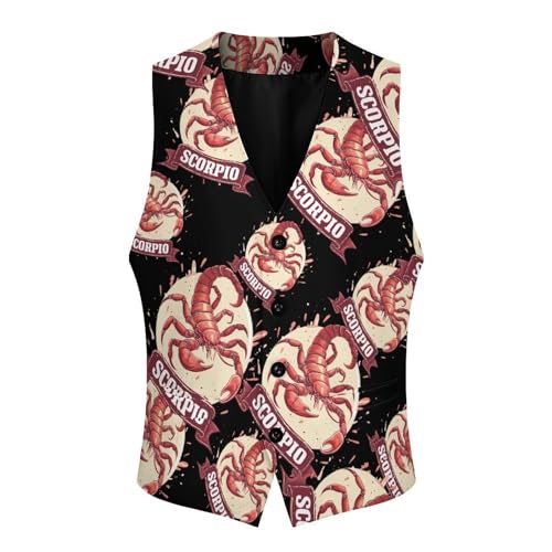 Zodiac Sign Scorpio Men's Suit Vest Waistcoat Vests Formal Dress with 2 Pockets for Business Casual Tuxedo3