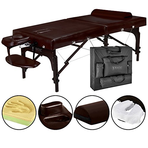 Master-Supreme-Massage-31-Inch-Extra-Wide-Portable-Massage-Table-Supreme-LX-SPA-Salon-Facial-Beauty-Bed-Easy-Set-Up-3-Thick-of-Memory-Foam-PU-Upholstery-Coffee