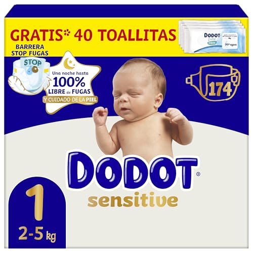 Dodot Pañales Bebé Sensitive Talla 1 (2-5 kg), 174...