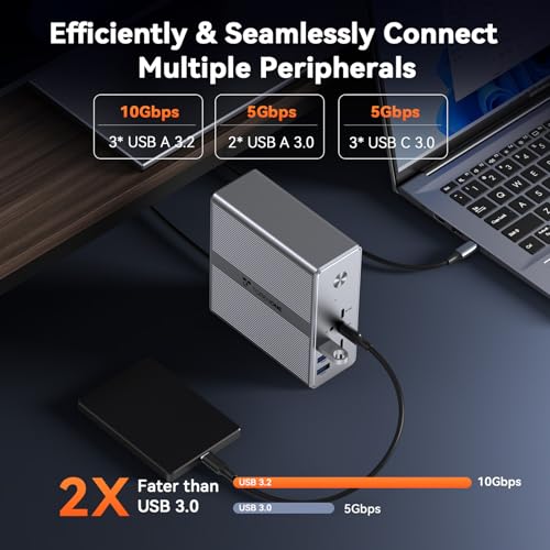 undefined TobenONE DisplayLink Docking Station 4 Monitor with 4 HDMI, 18-in-1 Quad/Triple 4K@60Hz Display Dock with 120W Power Supply for Thunderbolt 5/4/3, USB4, USB-C Windows, MacBook(8 USB, Ethernet, etc) の商品画像 7