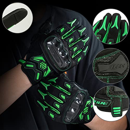 Ilm Motorcycle Motocross Cycling Off-Road Dirt Bike Gloves For Men Women Touchscreen Hard Knuckle Atv Mtb Guantes (Green, Xl) #TOP3