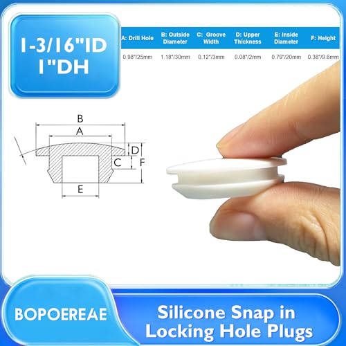 Image of 10 Pcs 25 mm Silicone Rubber Plugs Snap in Locking Hole Plugs for 25-27 mm (1 inch-1-1 /16 inch) Round Holes, Flush Type Rubber Stoppers, Flexible Tube Pipe End Caps Covers, Waterproof Sealing Plugs, White