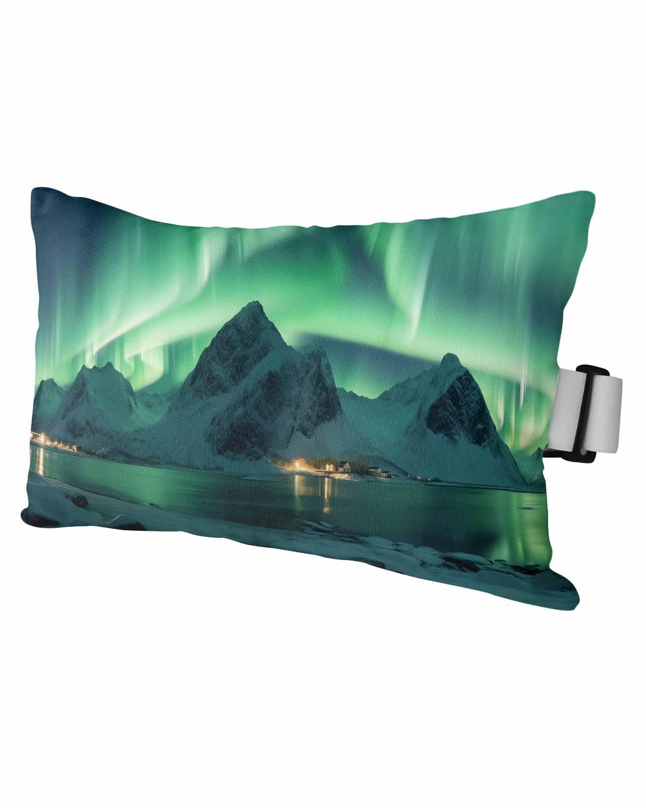 Mountains Outdoor Beach Pool Chaise Lounge Chair Head Throw Pillow Covers 12x20 With Insert And Elastic Stripe Set of 1,Lumbar Cushion Pillow Cases,Ombre Green Ice Cabin Lodge Summer Winter Ocean