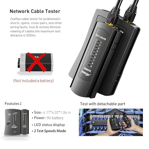 Image of Ethernet Crimping Tool Kit RJ45 Crimp Tools,CAT5 Cat5e Cat6 RJ45 Crimping Tool Kit With Cable Tester, Multiply Stripper, Blades,50Pcs Cat 6 Pass Through Connectors and Strain Relief Boots