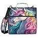 Boccsty Cute Unicorn Pastel Rainbow Zipper Binder 3 Ring Binders Expanding File Folder Multi-Pocket Zipper Binder Organizer for School Shoulder Strap and Handle