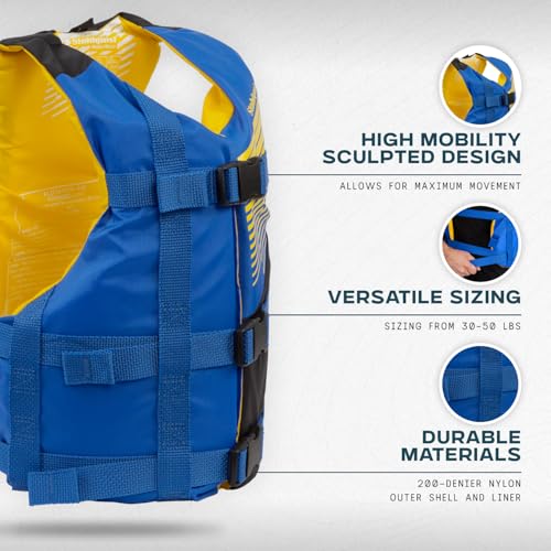 Image of Stohlquist Fit Youth Life Jacket - Coast Guard Approved, High Mobility PFD, Buoyancy Foam, Fully Adjustable for Children Around 75-125 lbs
