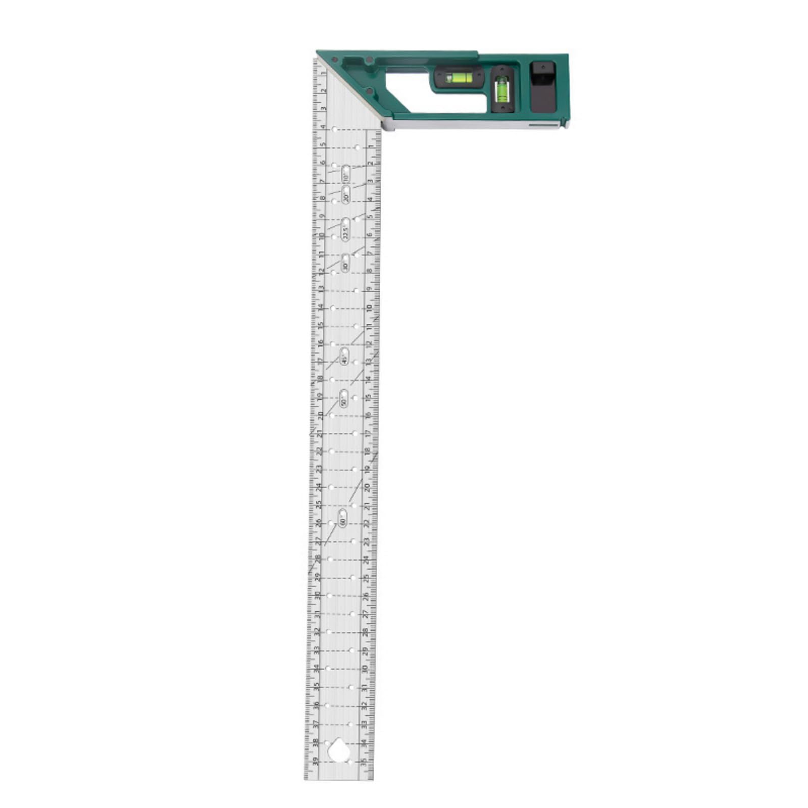 Tsophreniq 400Mm Manual Tool Measuring Ruler Woodworking Carpenter Tools With Bubble Levels Stainless Steel L Shape Square Marking Gauge Gauge