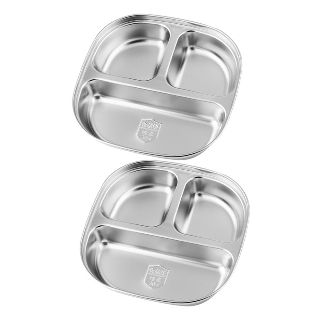Unomor Boys and Girls School Lunch Plate Stainless Steel Divided Plate for Toddlers Easy to Use Store Random Style