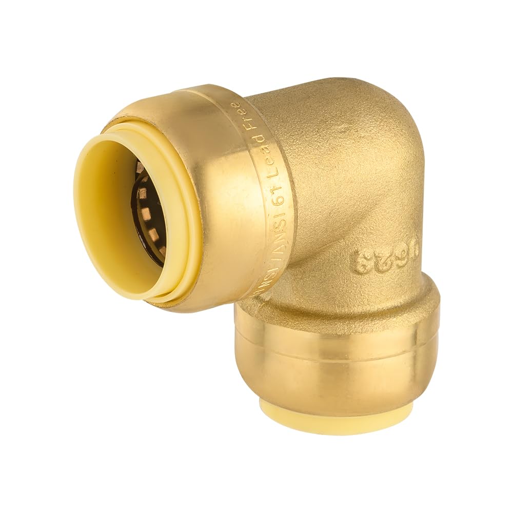 EFIELD - Codo de 90 grados EFIELD de 3/4 pulgadas, accesorios de latón de ajuste a presión para conectar tubos de cobre, PEX, CPVC con clip de desconexión de 1/2 pulgada (12, 3/4 pulgadas)