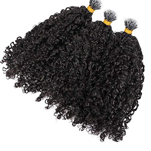 Curly Nano Ring Hair Extensions Machine Made Natural Color Remy Peruvian Hair Extensions For Women 1g/strand 8inch-26ich (8inch 100strands, Color #2)