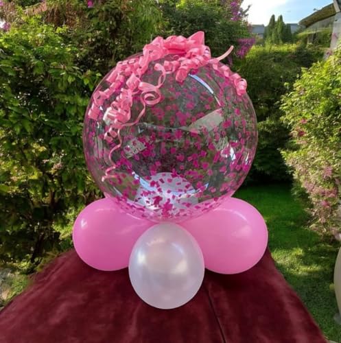 Image of 24 Inch Pink Bobo Balloons, 10PCS Bubble Clear Balloons Helium Style Large Transparent Balloon for LED Light Up Balloon Birthdays Anniversary Weddings Baby Showers Christmas Party Decorations