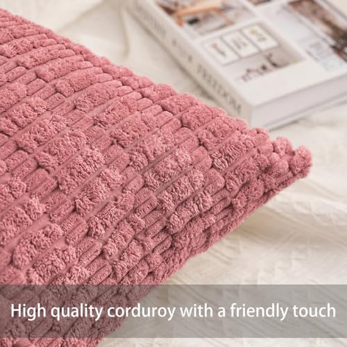 Image of Pack of 2 Corduroy Decorative Throw Pillow Covers 18x18 Inch, Peach Pink