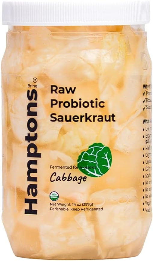 Sauerkraut Chunky: raw, organic, handcut sauerkraut, fermented for 4 weeks, probiotic-rich, gluten-free, dairy-free