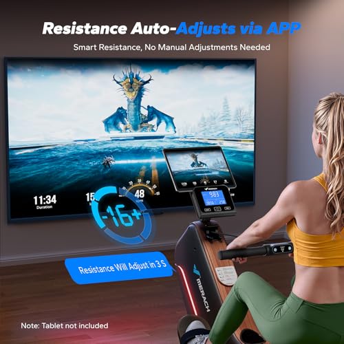 Image of MERACH Rowing Machines for Home, Powerful Electromagnetic Row Machine with 51.2 inch Extended Rail, 16-Level Handle Resistance Adjustment Rower, 350 LBS Load Capacity, Ergonomic Comfort Seat, Easy Storage