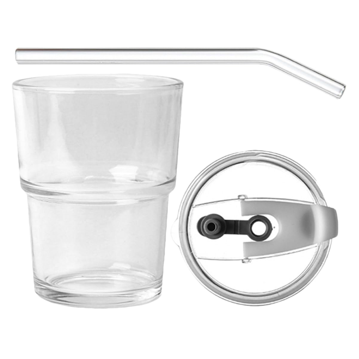 Beavorty 1 Set Glass with Lid and Straw Iced Coffee Cup Transparent Glass Water Cup Pp Glass Cups