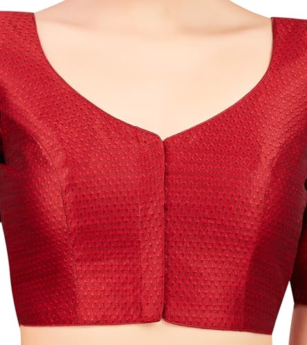 Image of Studio Shringaar Women's Brocade Half Sleeve Bright Readymade Saree Blouse