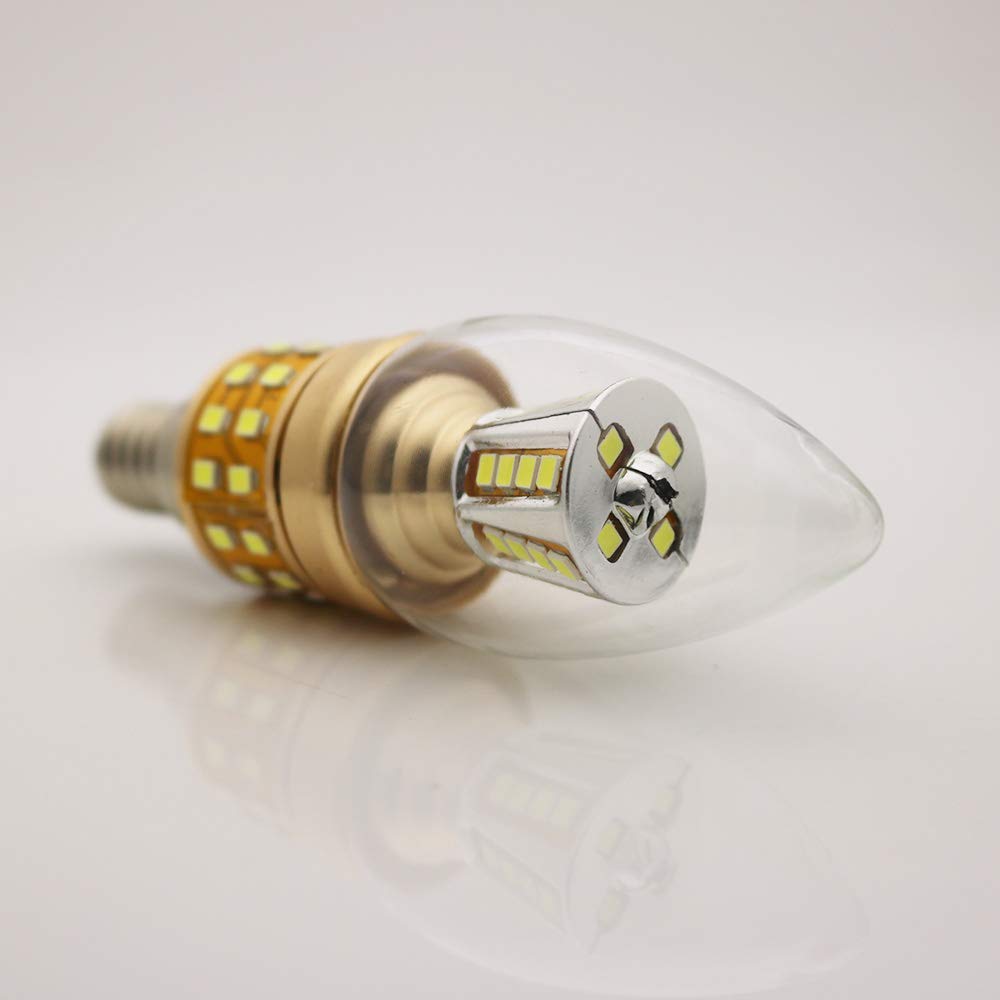 Juego de 12 bombillas LED de bajo consumo (9 W, E14, sustituye a una bombilla de 80 W, 6000 K, ángulo de emisión de 270°), diseño de vela