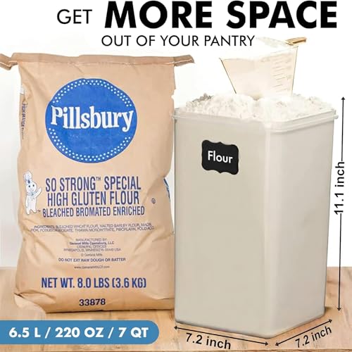 Image of WHITE FEATHER SUPPLIES 2 PC [7 Qt / 6.5L / 220 Oz] Large Food Storage Containers with Lids Airtight - BPA Free Clear Plastic Kitchen and Pantry Storage Containers for Cereal, Flour, Sugar, Rice