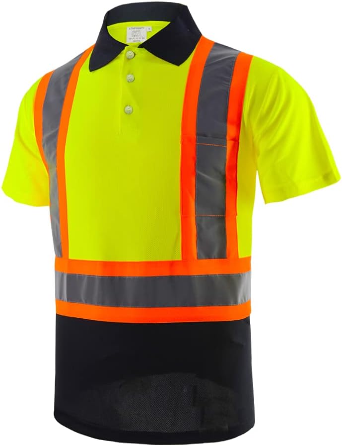 Safety Polo Shirts for Men ANSI Class 2 Safety Shirt Black Bottom Reflective Shirt for Men - Image 6