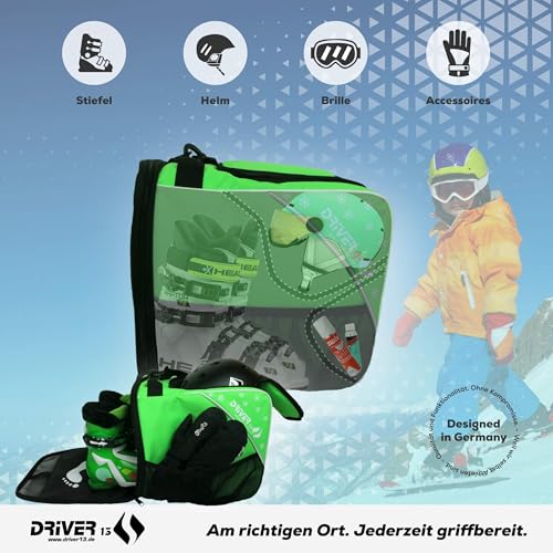 Driver13 ® Bolsa para Botas de esquí para niños Bolsa para Botas de esquí con Compartimento para el Casco para Botas duras y Blandas Patines en línea y Bolsa para Botas Verde - imagen 3
