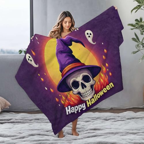 PKRD Couverture chaude Happy Halloween! Couverture en flanelle pour canapé-lit (150 x 200 cm)
