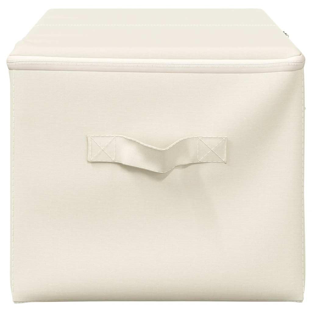 Cajas Almacenaje Plegables 2 Unidades Tela Crema 43x34x23 cm con Asa
