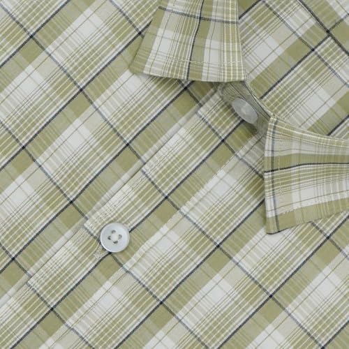 Image of GHPC Cotton Checkered Half Sleeves Regular Fit Formal Shirt for Men