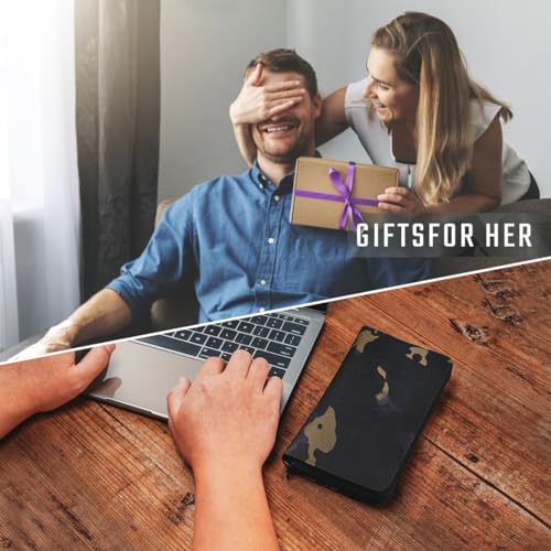 PC2 EDC Long Wallet, Portable Men's Clutch Bag for Storage Cash and Phone, Durable Large Zippered Purse with Coin Pocket and Card Slots(Black Camo)3