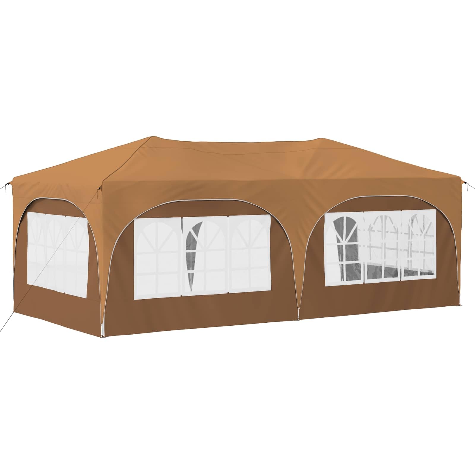Namiot imprezowy Pop-up z wytrzymałego materiału Oxford 575 x 288 x 245 cm, beżowy, z ochroną przed promieniowaniem UV i wodoszczelnym dachem, składany i z regulacją wysokości, do ogrodu, na