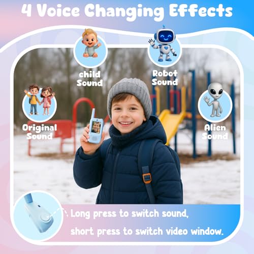 Image of Video Walkie Talkies for Kids, Handheld 2 Pack Rechargeable Video Walkies Talkies, Indoor Outdoor Toys Christmas Birthday Gifts for Age 3-12 Year Old Girls Boys (Blue & Pink)