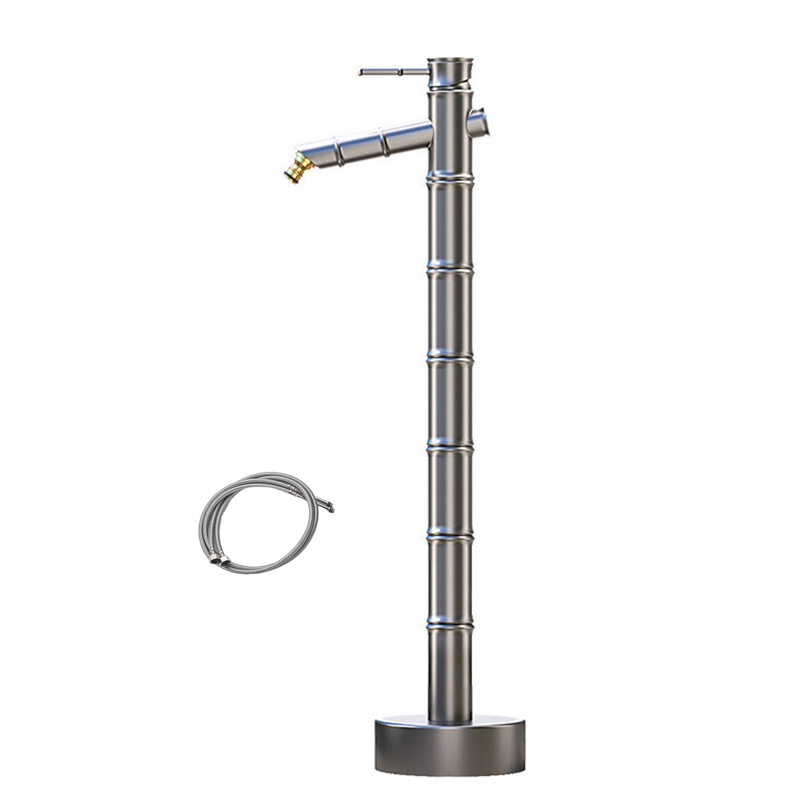 Columna de Agua Jardín Fuente, Grifo Exterior Latón Agua Caliente Fría Anticongelante Independiente para Jardín Terraza(51.5cm/20.3in)