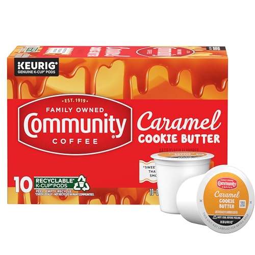Image of Community Coffee Caramel Cookie Butter Flavored 10 Count, Medium Roast, Keurig K-Cup Coffee Pods, 10 Count (Pack of 1)